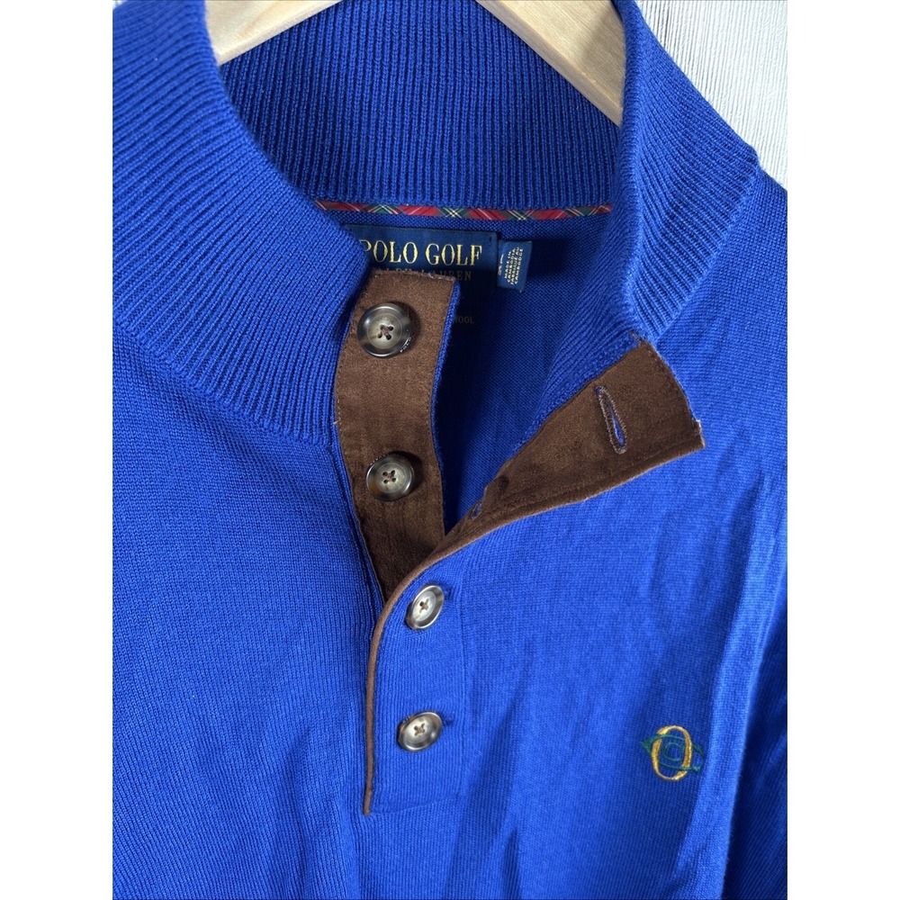Polo Golf Ralph Lauren Sweater Mens XL Blue Washable Merino Wool Mock Neck - Picture 4 of 10